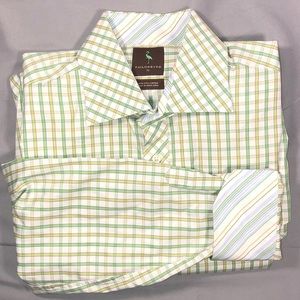 Tailorbyrd Green Check Flip Cuff Shirt XL EUC